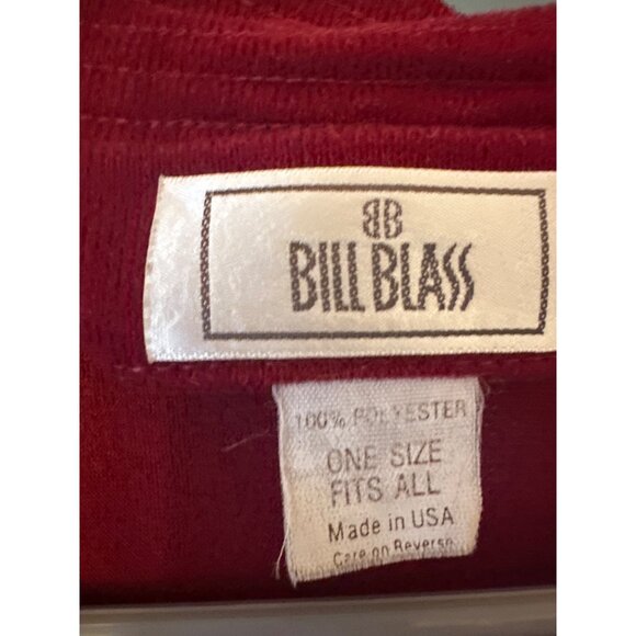 Bill Blass Burgundy Robe One Size Fits All Made In USA Belted Piping Detail Vint - Picture 3 of 4